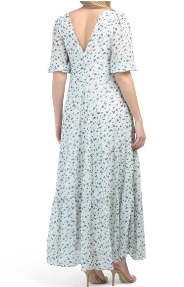 Codexmode White & Blue Multi Floral Maxi Dress - Picture 3 of 17